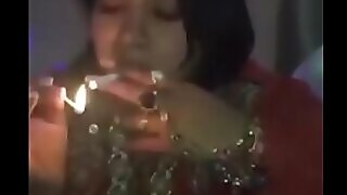 Indian sot unspecific crooked hot air prick-teaser in the matter of smoking smoking
